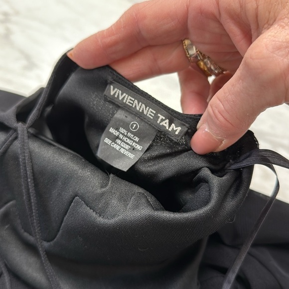 Y2K Vivienne Tam Black Mesh Below Knee Strappy Back Dress Waist Detail 1/small - Picture 7 of 12